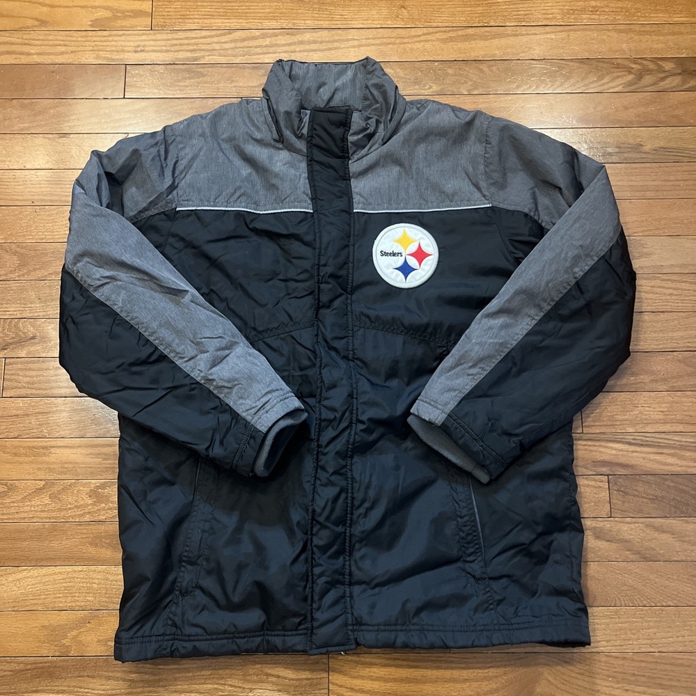 Pittsburgh Steelers NFL Puffer Jacket Men's M Black Gray Team Apparel